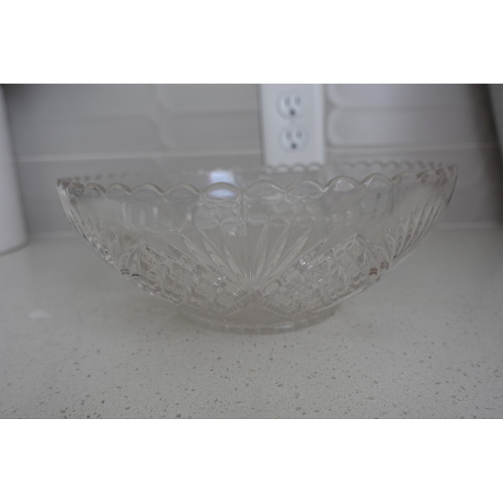 Crystal Starburst Glass Bowl Cut Clear Serving  Bowl Centerpiece‎ Decor - Picture 2 of 9